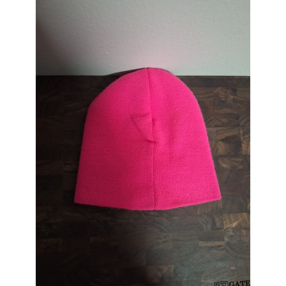 Disney Minnie Mouse Girls Bright Pink Knit Beanie Winter Hat Embroidered